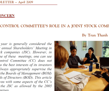 The control committee’s role in a joint stock company