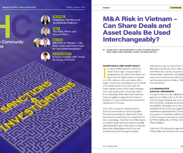 Rủi ro M&A tại Việt Nam – Giao dịch cổ phần và giao dịch tài sản có thể được sử dụng thay thế cho nhau được không?