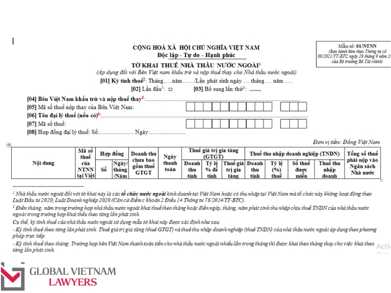 Hướng dẫn kê khai thuế nhà thầu nước ngoài chi tiết