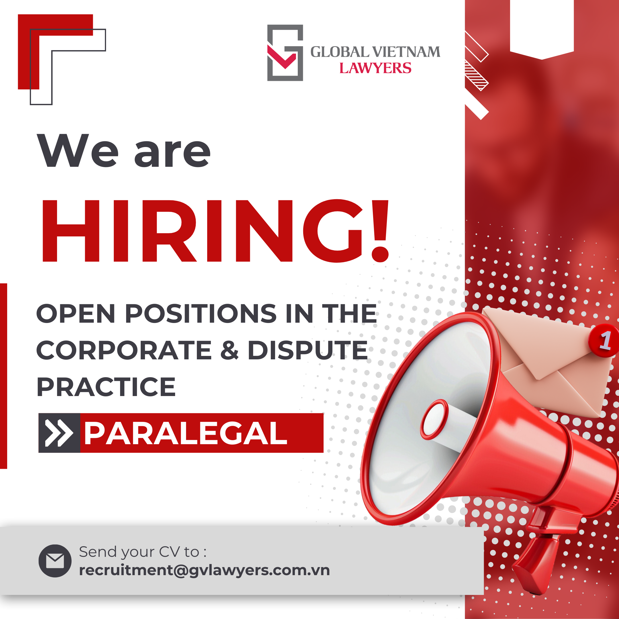 White Red Simple We are Hiring Instagram Post 1