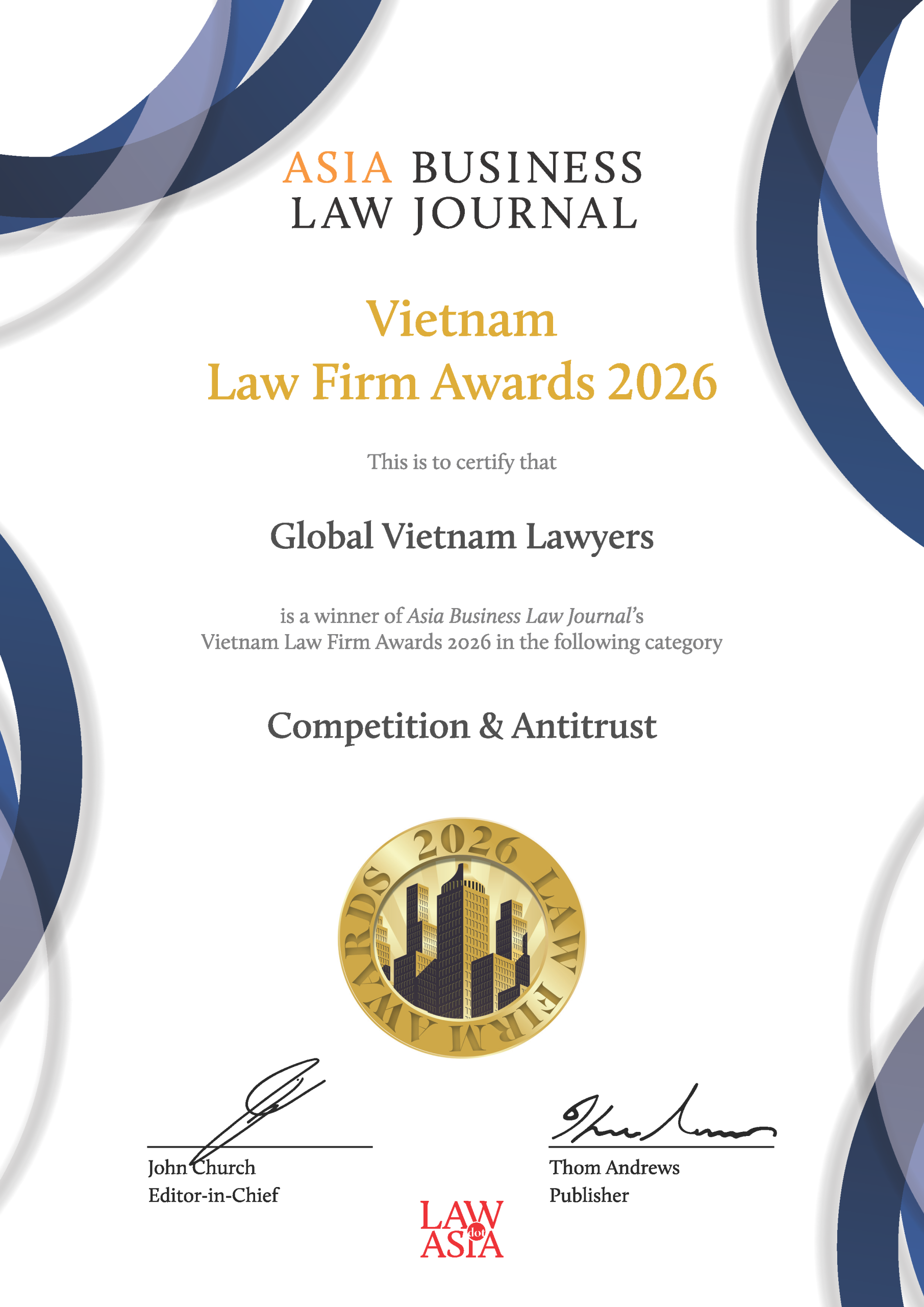 ABLJ Vietnam Law Firm Awards 2026 Global Vietnam Lawyers Competition Antitrust Pass NRYDB2JU scaled