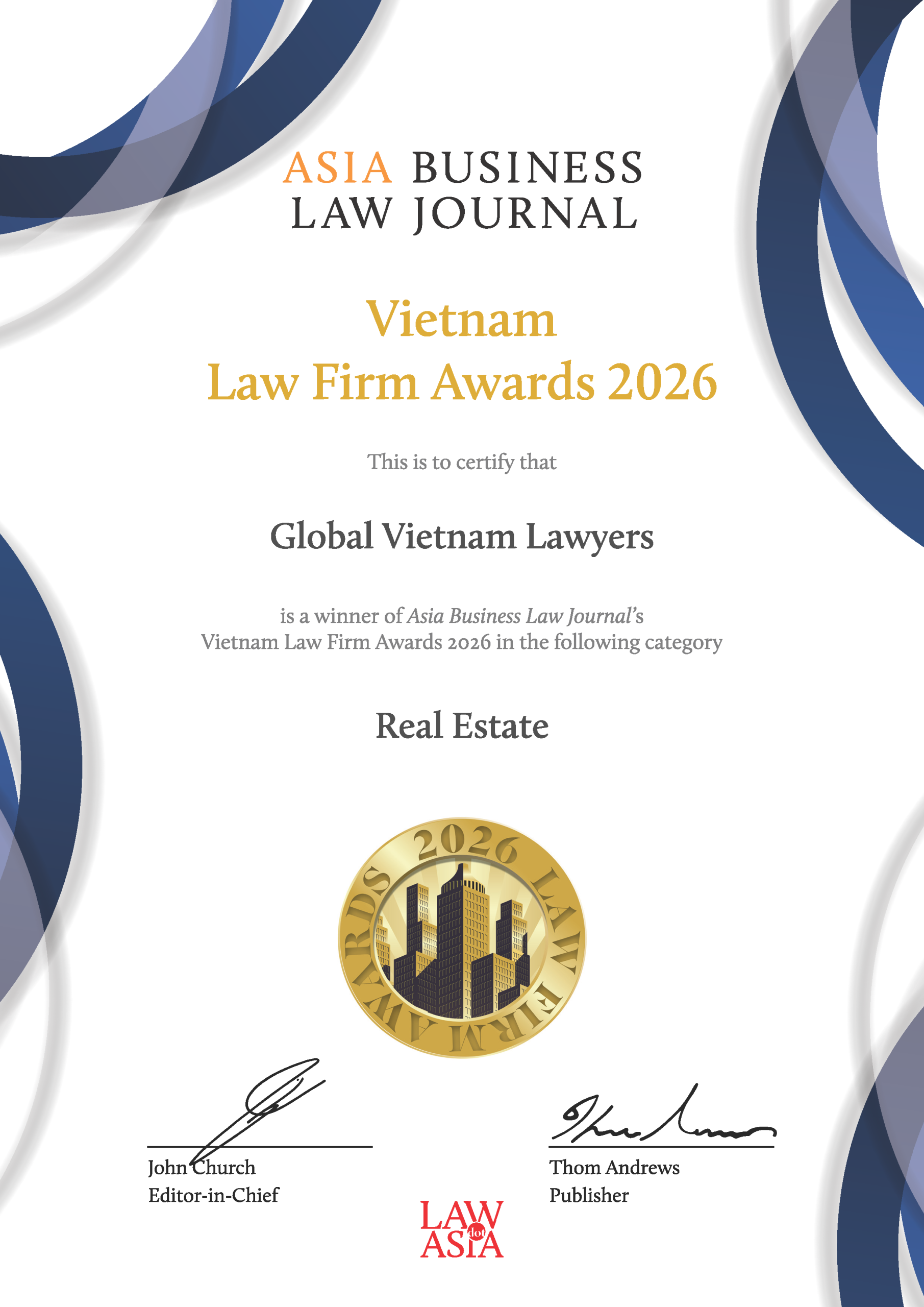 ABLJ Vietnam Law Firm Awards 2026 Global Vietnam Lawyers Real Estate Pass NRYDB2JU scaled